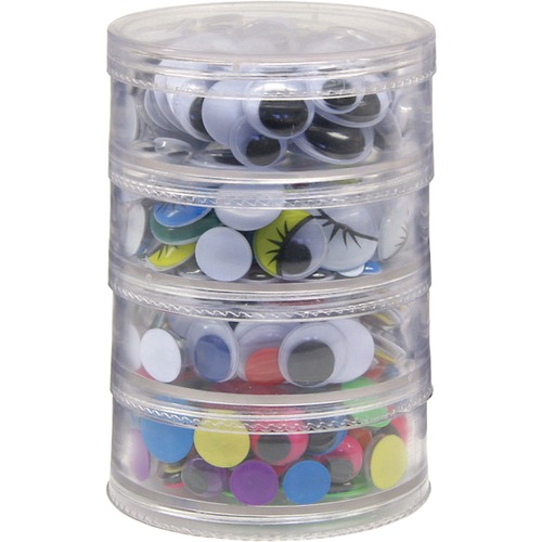 Creativity Street Wiggle Eyes Stackable Storage Jar - Craft Project, Decoration - 400 Piece(s) x 0.28" , x 0.39" , x 0.47" , x 0.59" , x 0.79"Diameter - 400 / Set - Assorted