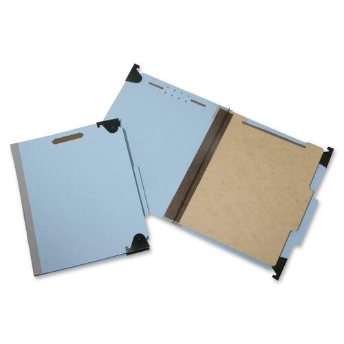 SKILCRAFT 2/5 Tab Cut Letter Recycled Hanging Folder - 1" Folder Capacity - 8 1/2" x 11" - Center Tab Position - 1 Divider(s) - 25 pt. - Light Blue - Hook & Loop Closure, Heavy Duty, Durable, Tyvek Gusset, Expandable Gusset - 60% Recycled - 10 / Box