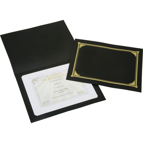 SKILCRAFT Letter, A4 Certificate Holder - 8 1/2" x 11" , 210" x 297" - Black - 5 / Pack