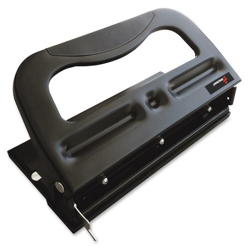 SKILCRAFT Comfort Grip 3HP Heavy-duty Paper Punch - 3 Punch Head(s) - 32 Sheet - 9/32" Punch Size - Black, Metallic