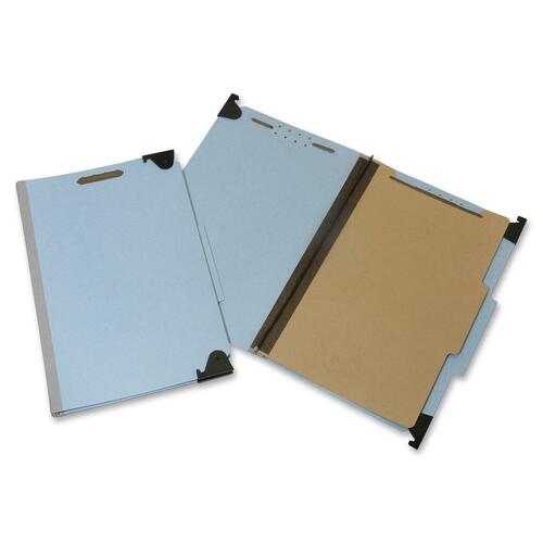 SKILCRAFT 2/5 Tab Cut Legal Recycled Hanging Folder - 1" Folder Capacity - 8 1/2" x 14" - 2" Expansion - Right of Center Tab Position - 1 Divider(s) - 25 pt. - Light Blue - Heavy Duty, Tyvek Gusset - 60% Recycled - 15 / Box