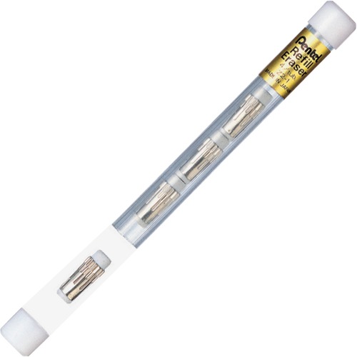 Pentel Mechanical Pencil Eraser Refill - White - 4 / Tub - Non-abrasive, Latex-free - Eraser Refills - PENZ21N