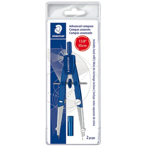 Staedtler 2-piece Advanced Student Compass - Metal, Plastic - Blue, Silver - 1 Each