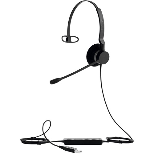 Jabra BIZ 2300 USB UC Wired Mono Headset - Mono - USB - Wired - Over-the-head - Monaural - Supra-aural - Noise Cancelling, Noise Reduction Microphone - Black