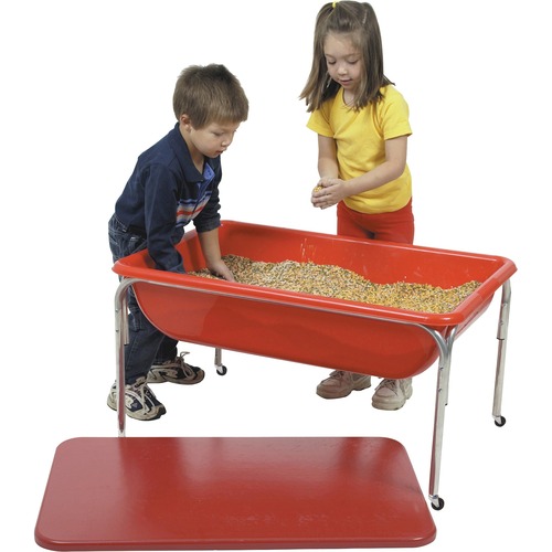 Children's Factory 24" Large Sensory Table and Lid Set - Rectangle Top - Four Leg Base - 4 Legs - 36" Table Top Length x 24" Table Top Width - 24" Height - Red - Plastic