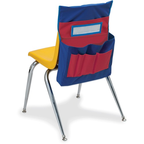 Pacon Chair Storage Pocket Chart - 6 Pocket(s) - 2 Large Pockets - 4 Small Pockets - 18.5" Height x 14.5" Width x 2.5" Depth - No - Blue, Red - Polyester - 1Each