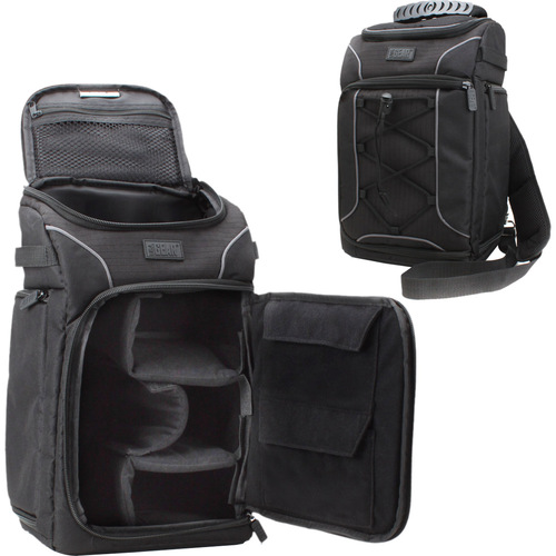 USA Gear GRSLS15100BKEW Carrying Case Rugged (Backpack) Camera, Lens, Memory Card, Accessories, Cable, Accessories - Black - Weather Resistant, Drop Resistant Interior, Ding Resistant Interior, Scratch Resistant - Nylon Body - Shoulder Strap - 1 Pack