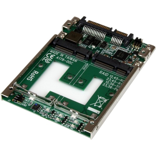 StarTech.com Dual mSATA SSD to 2.5" SATA RAID Adapter Converter - Build a RAID array with two mSATA SSDs that can be installed into a single 2.5in SATA bay - 2 SSD to 2.5" HDD Converter - mSATA to SATA Adapter - SSD to SATA - 7mm mSATA Adapter - 2.5" Moun