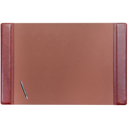 Dacasso Leather Side-Rail Desk Pad - Rectangular - 38" Width x 24" Depth - Velveteen - Leatherette - Mocha