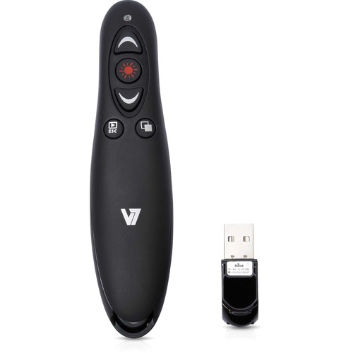V7 Professional Wireless Presenter with Laser Pointer and microSD Card Reader - Professional Wireless Red Laser Pointer and microSD Card Reader Presenter - Black