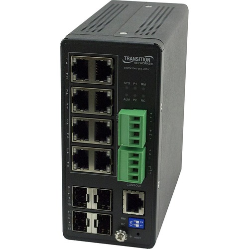 Transition Networks Managed Hardened PoE+ Switch - 8 Ports - Manageable - 2 Layer Supported - Modular - 4 SFP Slots - Twisted Pair - 5 Year Limited Warranty