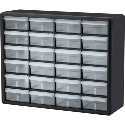 Akro-Mils 24-Drawer Plastic Storage Cabinet - 24 Drawer(s) - 15.80" Height6.40" Depth x 20" Length - Floor - Stackable, Finger Grip, Unbreakable - Black - Plastic, Polymer - 1 Each