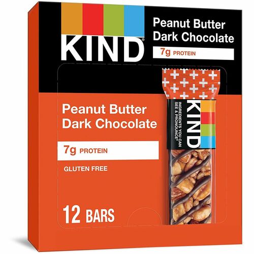 KIND Peanut Butter Dark Chocolate Nut Bars - Gluten-free, Wheat-free, Non-GMO, Sulfur dioxide-free, Trans Fat Free, Low Glycemic, Low Sodium - Peanut Butter Dark Chocolate - 1.40 oz - 12 / Box