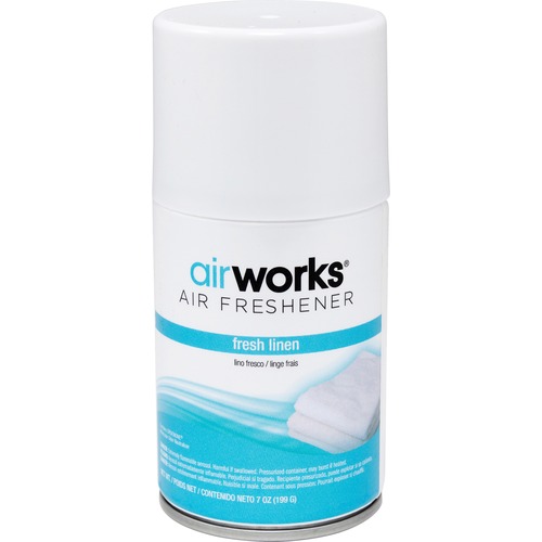 AirWorks Metered Aerosol Air Fresheners - Aerosol - 6000 ft³ - 7 oz - Fresh Linen - 12 / Carton