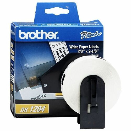 Brother QL Printer DK1204 Multipurpose Labels - 2 1/8" x 21/32" Length - Rectangle - Direct Thermal - White - Paper - 400 / Roll - Label Printer Labels - BRTDK1204