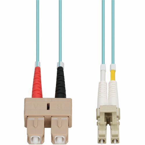 AddOn 6m Laser-Optimized Multi-Mode fiber (LOMM) Duplex SC/LC OM4 Aqua Patch Cable - 19.7 ft Fiber Optic Network Cable for Network Device, Transceiver/Media Converter - First End: 2 x LC Network - Male - Second End: 2 x SC Network - Male - Patch Cable - O