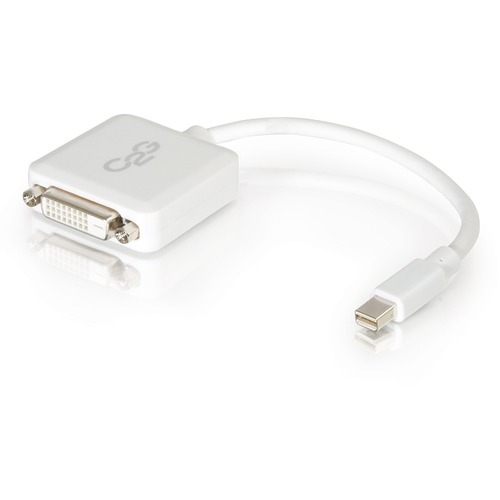 C2G 8in Mini DisplayPort to DVI Adapter - M/F - DVI/Mini DisplayPort for Notebook, Tablet, Monitor, Video Device - 8" - 1 x Mini DisplayPort Male Thunderbolt - 1 x DVI-D (Single-Link) Female Digital Video - White