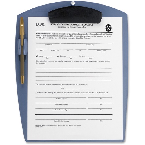 Storex Deluxe Poly Clipboard - 8 1/2" x 11" - Clamp - Polypropylene - Pearl Blue - 1 Each - Clipboards - STX41101B12C
