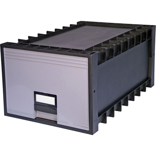 Storex Stackable Poly Legal Archive Drawers - External Dimensions: 15" Width x 23.5" Depth x 11"Height - Media Size Supported: Legal, Letter - Interlocking Closure - Heavy Duty - Stackable - Polypropylene - Gray - For File - Recycled - 1 Each
