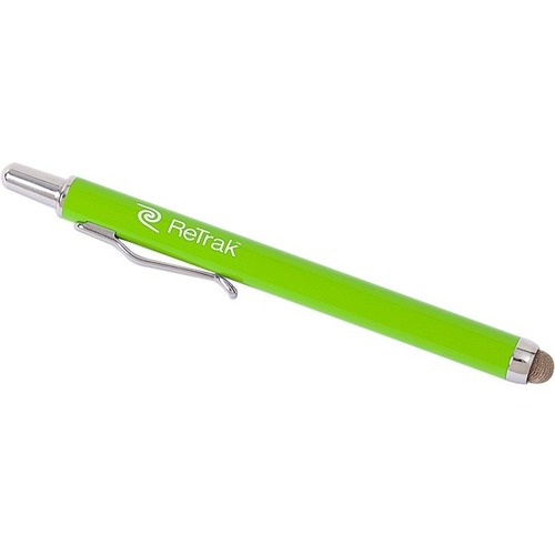 ReTrak Retractable Green Stylus - Capacitive Touchscreen Type Supported - Metal - Green - Smartphone, Tablet Device Supported