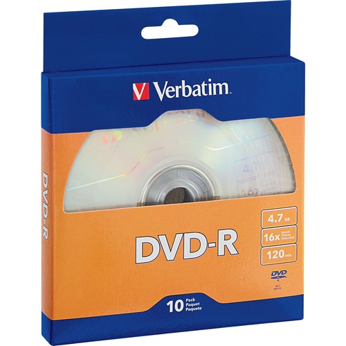 Verbatim DVD-R 4.7GB 16X with Branded Surface - 10pk Bulk Box - 120mm - 2 Hour Maximum Recording Time