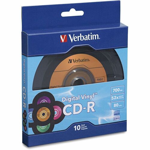 Verbatim CD-R 80min 52X with Digital Vinyl Surface - 10pk Bulk Box - 120mm - 1.33 Hour Maximum Recording Time