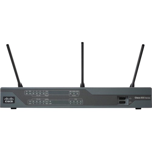 Cisco 891F Wi-Fi 4 IEEE 802.11n Ethernet Wireless Security Router - 2.40 GHz ISM Band - 5 GHz UNII Band - 6.75 MB/s Wireless Speed - 8 x Network Port - 2 x Broadband Port - USB - PoE Ports - Gigabit Ethernet - VPN Supported - Rack-mountable