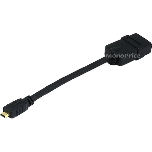 Monoprice HDMI Audio/Video Cable - 6" HDMI A/V Cable for Audio Device, Video Device - First End: 1 x Micro HDMI Type D Digital Audio/Video - Male - Second End: 1 x HDMI Digital Audio/Video - Female - Black
