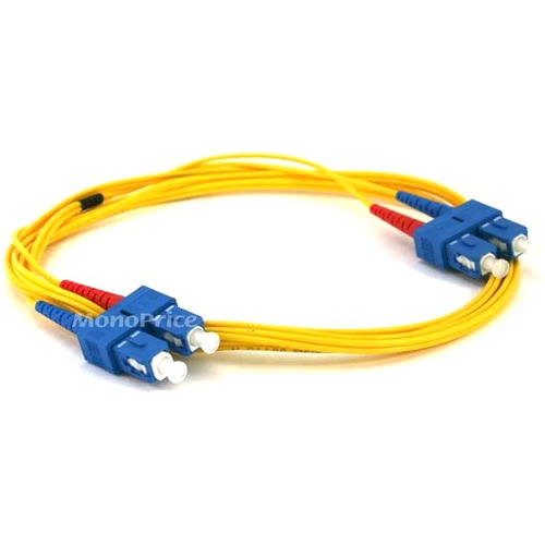 Monoprice Fiber Optic Cable, SC/SC, Single Mode, Duplex - 2 meter (9/125 Type) - Yellow - 6.6 ft Fiber Optic Network Cable for Network Device - First End: 2 x SC Network - Male - Second End: 2 x SC Network - Male - Yellow