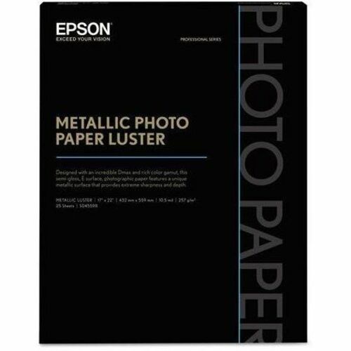 Epson Photo Paper - 17" (431.80 mm) x 22" (558.80 mm) - Metallic, Glossy - 25 Sheet