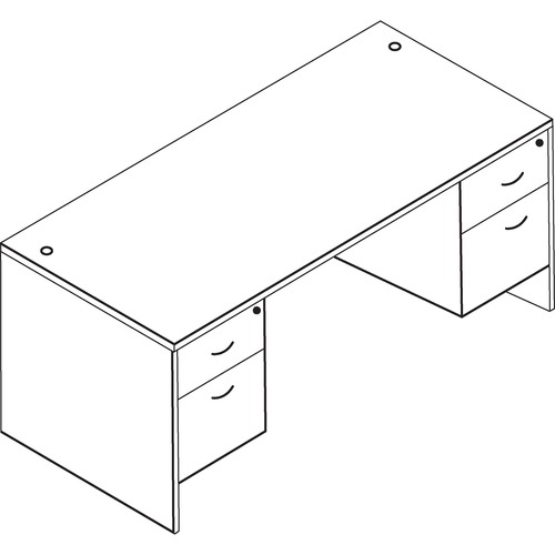 OSP Furniture Double Pedestal Desk 60"x30" - 60" x 30" - Double Pedestal - Tri-groove Reeded Edge - Material: Wood Grain, Polyvinyl Chloride (PVC) - Finish: Laminate, Urban Walnut