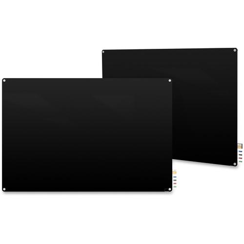 Ghent Harmony Dry Erase Board - 72" (6 ft) Width x 48" (4 ft) Height - Glass Surface - Black Back - Rectangle - Magnetic - Radius Corner - 1 Each