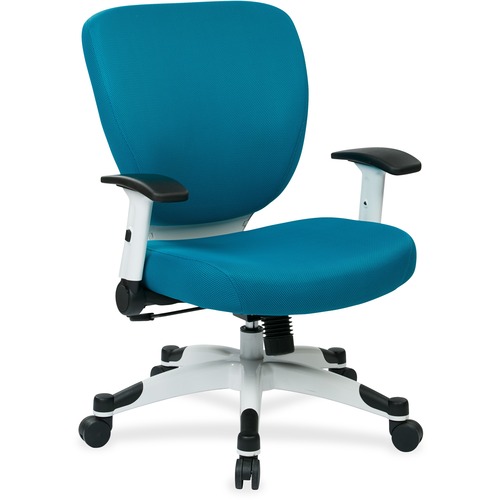 Office Star Deluxe Task Chair - Blue Seat Color - Blue Back Color - 5-star Base - White - 1 Each