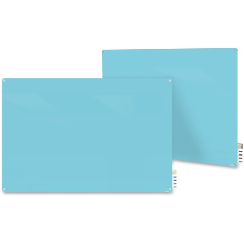 Ghent Harmony Dry Erase Board - 96" (8 ft) Width x 48" (4 ft) Height - Glass Surface - Blue Back - Rectangle - Radius Corner - 1 Each