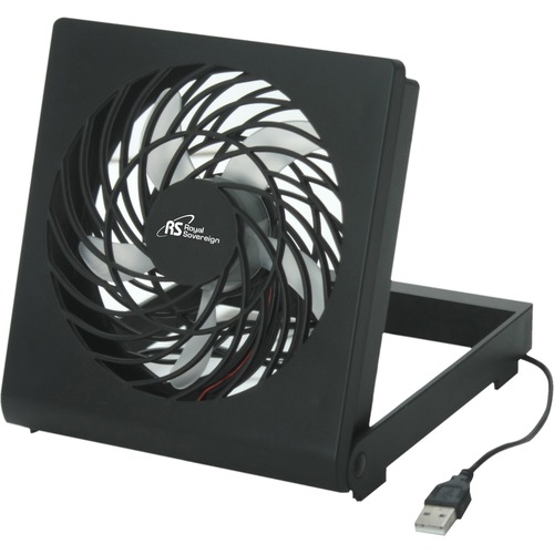 Royal Sovereign 4" USB Fan - 101.6 mm Diameter - Foldable, Quiet, Safety Grill - 6.75" (171.45 mm) Height x 1.62" (41.15 mm) Width - Black