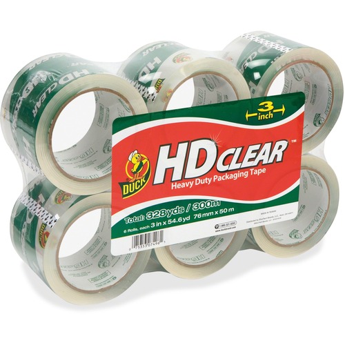 Shurtech HD Clear Packaging Tape - 54.60 yd Length x 3" Width - 2.6 mil Thickness - 3" Core - Acrylic Backing - UV Resistant, Yellowing Resistant, Temperature Resistant - For Packing, Shipping, Storing - 6 / Pack - Crystal Clear