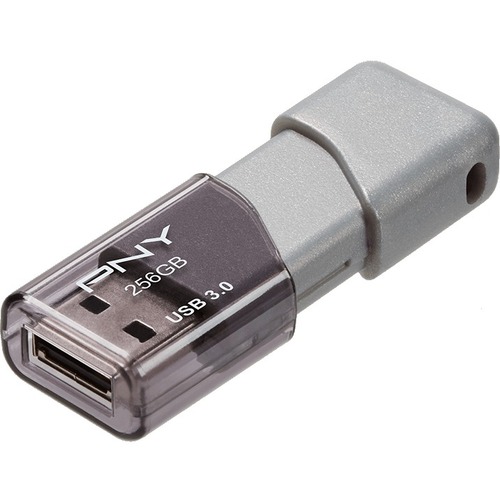 PNY 256GB Turbo 3.0 USB 3.0 (3.1 Gen 1) Type A Flash Drive - 256 GB - USB 3.0 (3.1 Gen 1) - 185 MB/s Read Speed - 135 MB/s Write Speed - Gray, Silver - 1