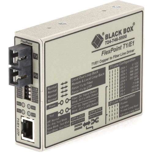 Black Box FlexPoint Modular Media Converter, RS-232 to Fiber, Single-Mode, 30 km, SC - 1 x SC Ports - Single-mode - 1310 nm Fiber - 17.40 Mile - Power Supply - Rack-mountable, Wall Mountable, DIN Rail Mountable - TAA Compliant