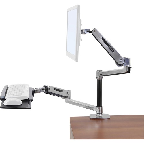 Ergotron WorkFit-LX Desk Mount for Flat Panel Display, Keyboard, Mouse - Polished Aluminum - 42" Screen Support - 29.76 lb Load Capacity