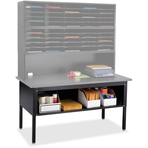 Safco E-Z Sort Sorting Table - Rectangle Top - 4 Legs - 1 Shelf(ves) - 500 lb Capacity - 28" to 36" Adjustment - 60" Table Top Width x 30" Table Top Depth x 1.13" Table Top Thickness - 36" Height - Assembly Required - Black, Powder Coated - Steel - 1 Each