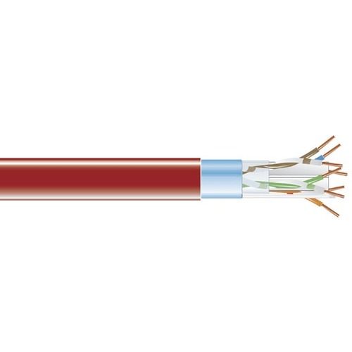 Black Box CAT6 400-MHz Solid Bulk Cable F/UTP CMR PVC RD 1000FT Spool - 1000 ft Category 6 Network Cable for Network Device - First End: Bare Wire - Second End: Bare Wire - 1 Gbit/s - Shielding - CMR - 23 AWG - Red - TAA Compliant