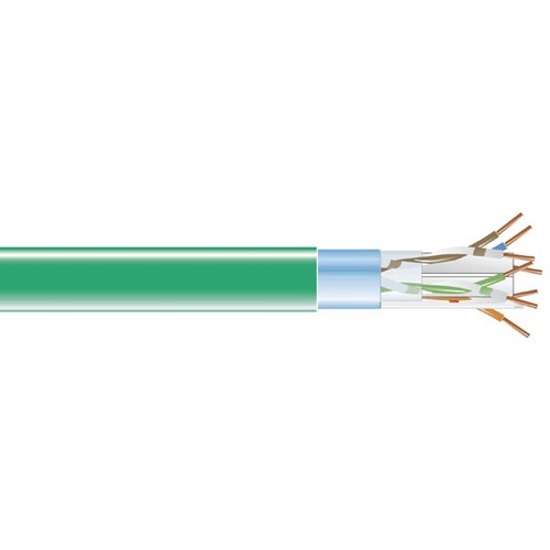 Black Box CAT6 400-MHz Solid Bulk Cable F/UTP CMR PVC GN 1000FT Spool - 1000 ft Category 6 Network Cable for Network Device - First End: Bare Wire - Second End: Bare Wire - 1 Gbit/s - Shielding - CMR - 23 AWG - Green - TAA Compliant