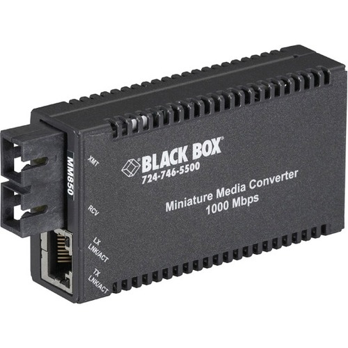 Black Box MultiPower LGC010A-R2 Transceiver/Media Converter - 1 x Network (RJ-45) - 1 x SC Ports - 10/100/1000Base-T, 1000Base-SX - 721.78 ft - External, Rail-mountable, Rack-mountable - TAA Compliant