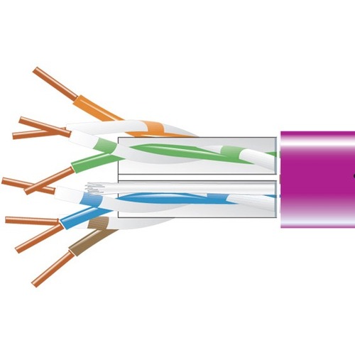 Black Box CAT6 550-MHz Solid Bulk Cable UTP CMP Plenum Purple 1000FT Pull-Box - 1000 ft Category 6 Network Cable for Network Device - First End: Bare Wire - Second End: Bare Wire - 1 Gbit/s - CMP - 23 AWG - Purple - TAA Compliant