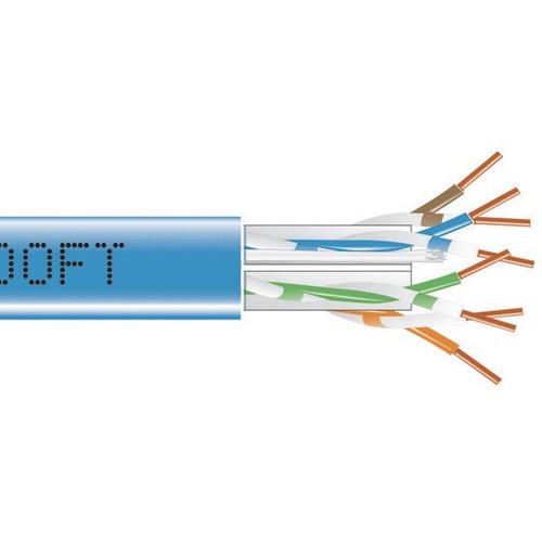 Black Box CAT6 550-MHz Solid Bulk Cable UTP CMP Plenum Blue 1000FT Pull-Box - 1000 ft Category 6 Network Cable for Network Device - First End: Bare Wire - Second End: Bare Wire - 1 Gbit/s - CMP, Plenum - 23 AWG - Blue - TAA Compliant