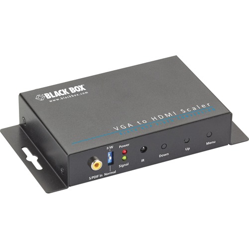 Black Box VGA-to-HDMI Converter Scaler with Audio - Functions: Video Conversion, Video Scaling, De-interlace, Noise Filtering - 1920 x 1200 - VGA - USB - Audio Line In - 1 Pack - Wall Mountable - TAA Compliant