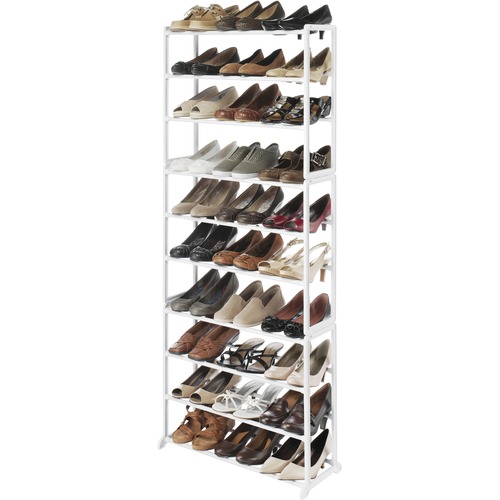 Whitmor 6780-3048-WHT Shoe Rack - 60 x Shoes - 54.8" Height x 22.5" Width x 9" DepthFloor - Durable - White - Resin, Metal - 1