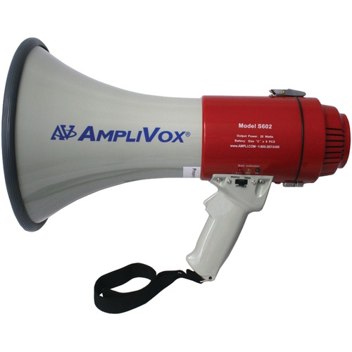 AmpliVox S602R - Mity-Meg 25-Watt Megaphone - 25 W Amplifier - Built-in Amplifier - Battery Rechargeable - 40 Hour