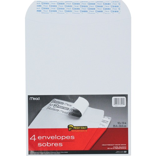 Mead Press It-Seal It Envelope - 10" Width x 13" Length - 24 lb - Press and Seal - 1 / Pack - White