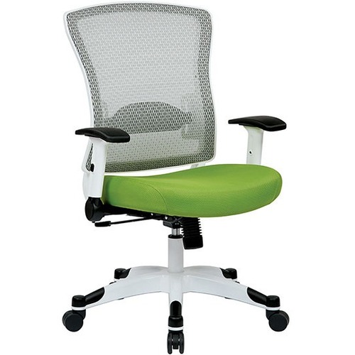 Space seating White Breathable Mesh Chair with Padded Mesh Seat - Green Seat Color - White Back Color - White Frame Color - 5-star Base - Synthetic - 1 Each